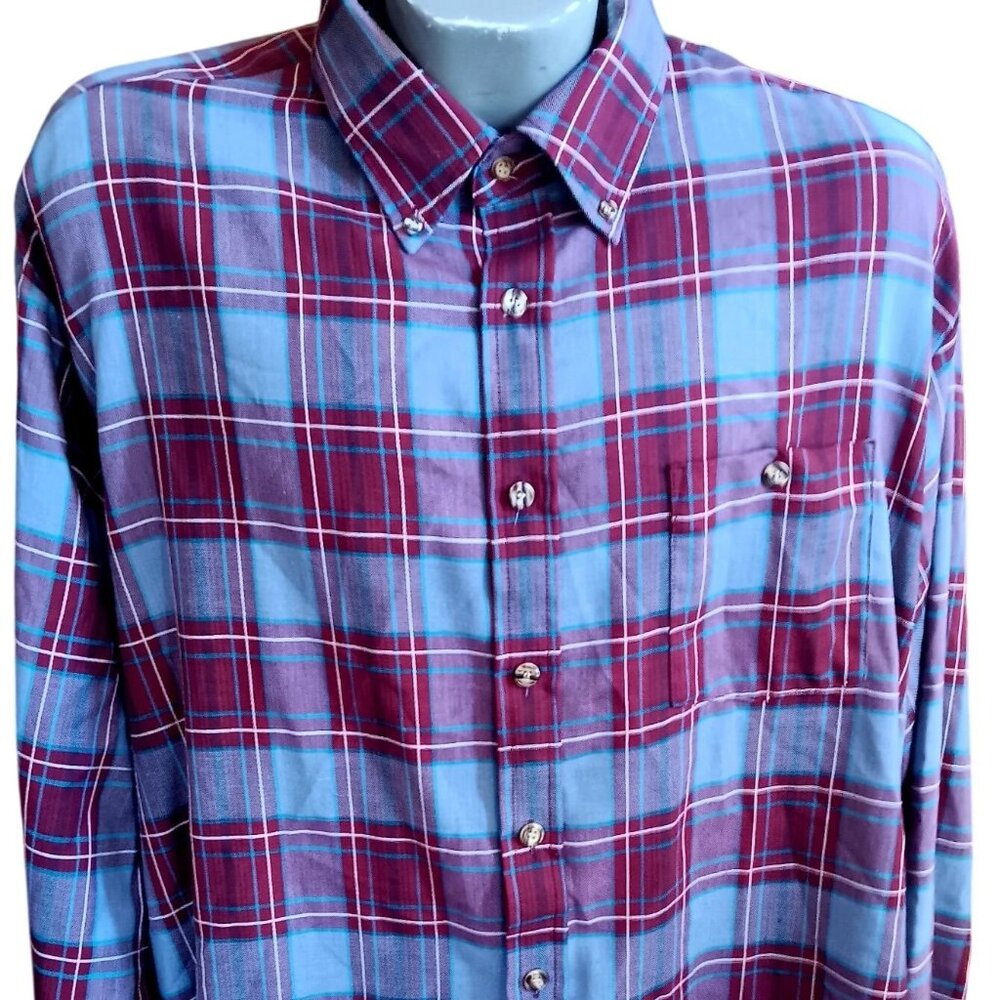 3XL Vintage Men's Shirt Camp Dad 1970's Samsons USA Plaid Button-Up Oxford Prep